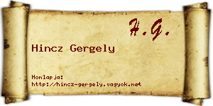 Hincz Gergely névjegykártya